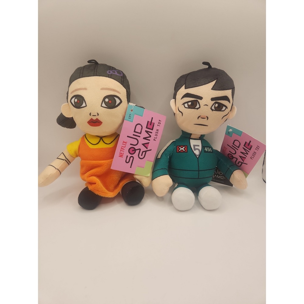 2 Squid Game Plush: Player 456: Seong Gi-Hun and Young - Hee Netflix New